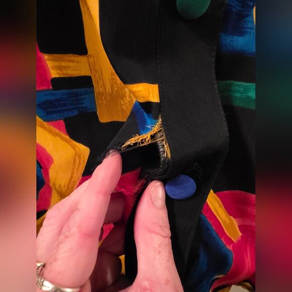 Vtg 80s Multicolored Geometric Button Down Shirt Art To Wear Peter Popovitc Read - Picture 3 of 9